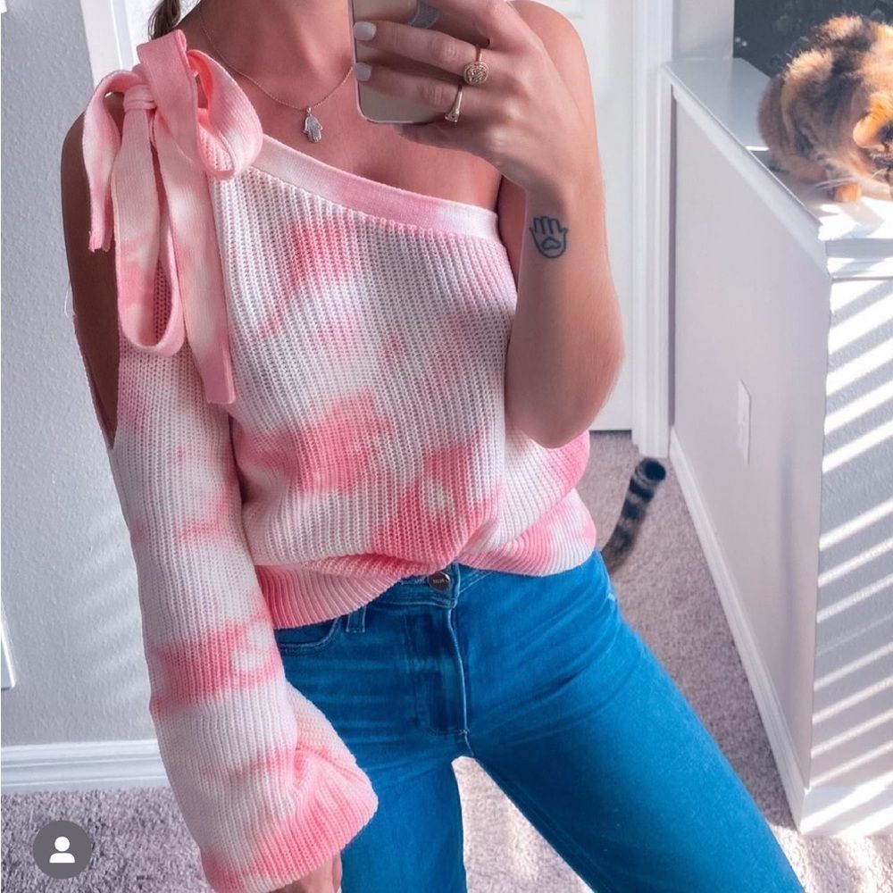 Anthropologie One Shoulder Tie-Dye top